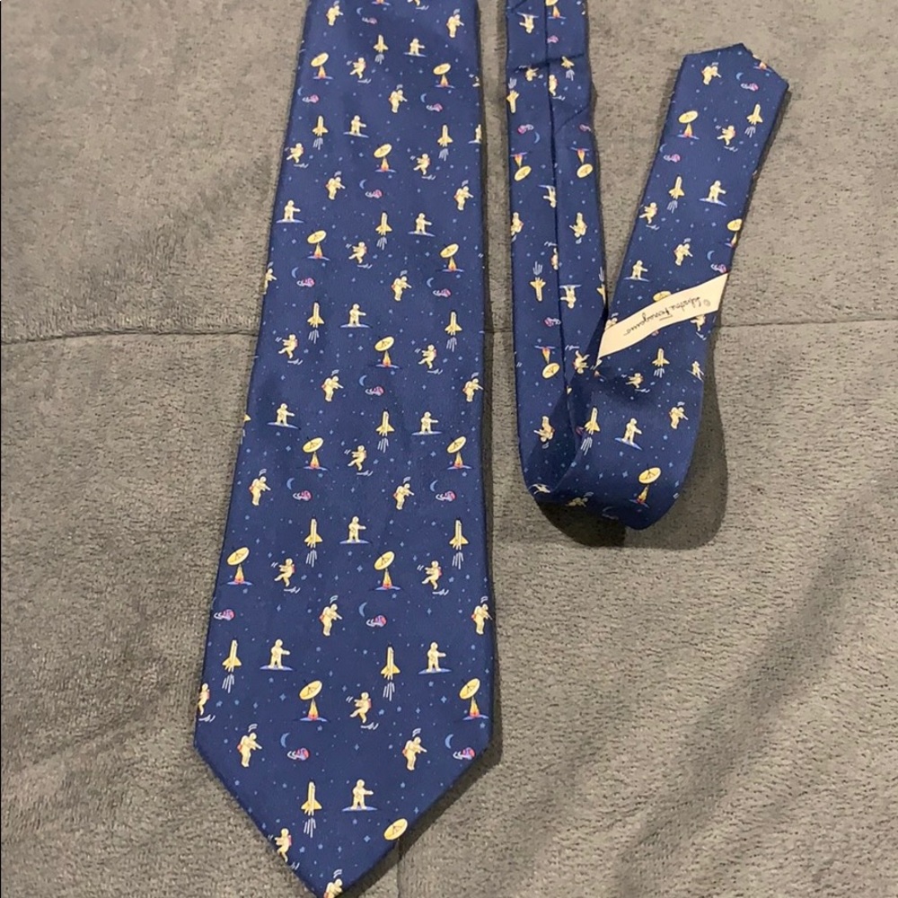Salvatore Ferragamo Blue Tie Astronaut / Space